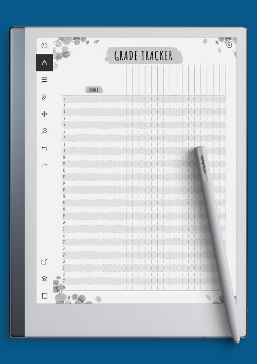 reMarkable Gradebook Template - Floral Style