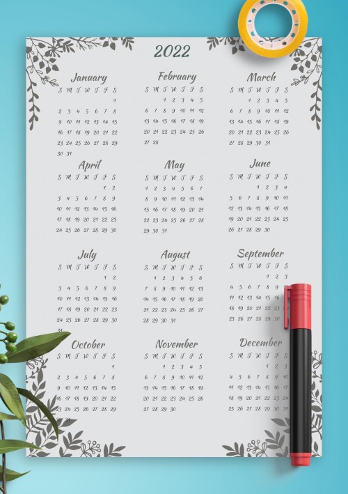 Gray Botanical 2022 Calendar