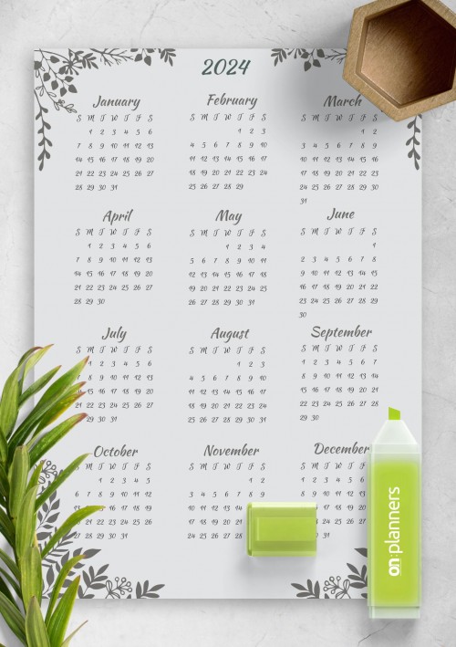 Gray Botanical 2024 Calendar