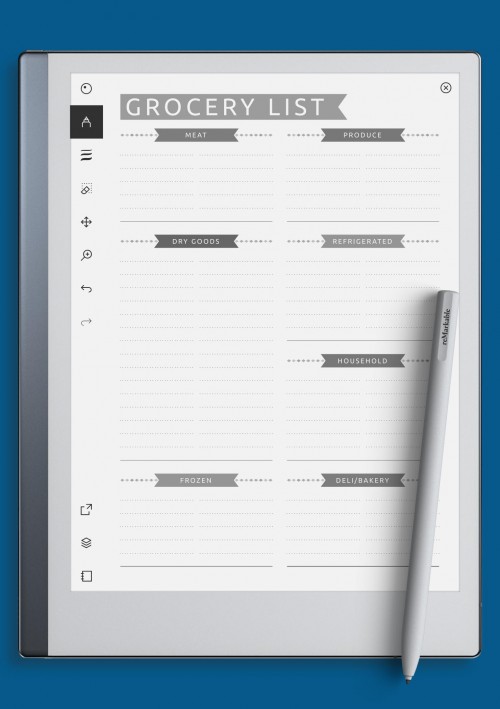 reMarkable Grocery List Template - Casual Style