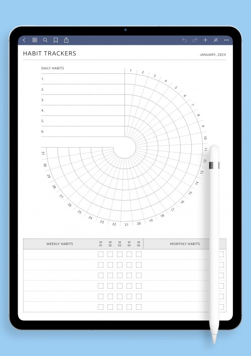 GoodNotes Habit Trackers Template