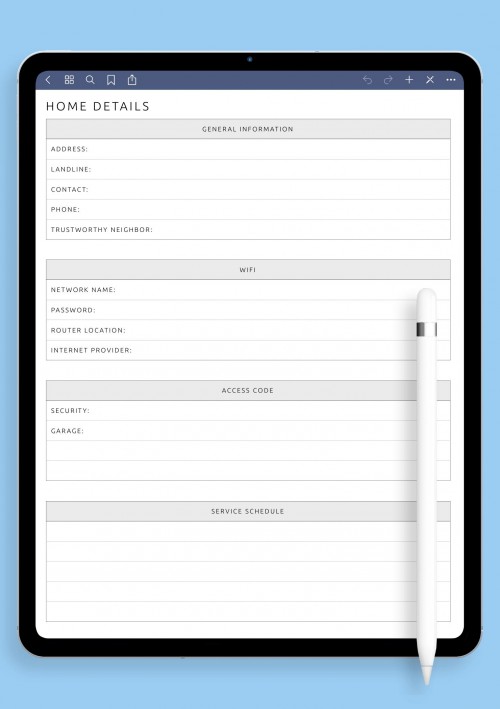 Home Details Template for iPad Pro