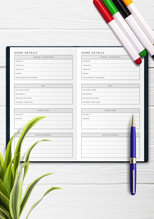 Travelers Notebook - Home Details Template