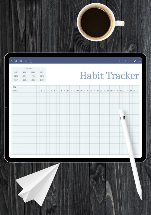 Horizontal Habit Tracker Template for Notability