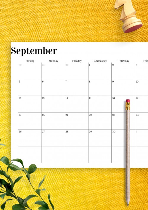 Horizontal September Calendar