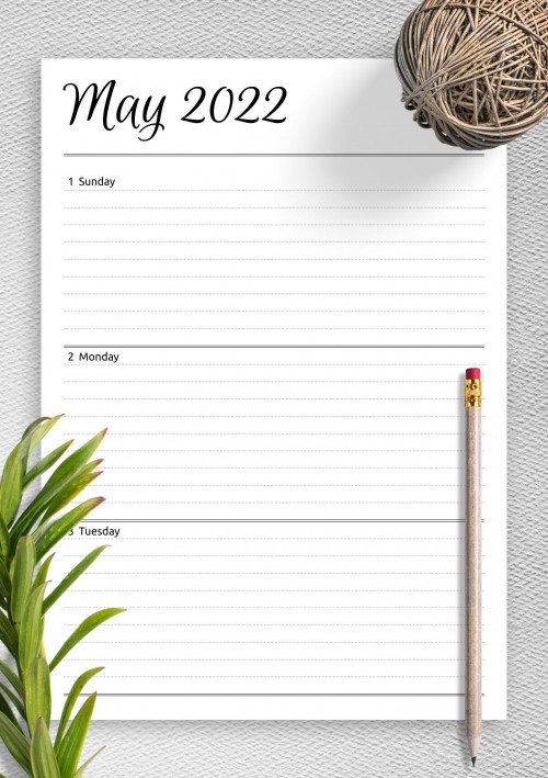 Horizontal weekly planner April 2022
