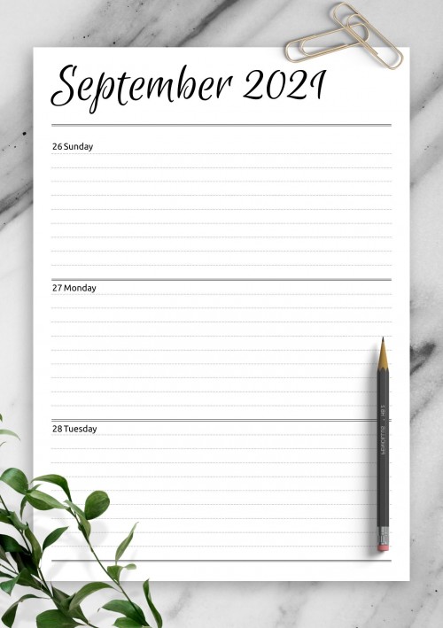Weekly Calendar Templates Download PDF & Print