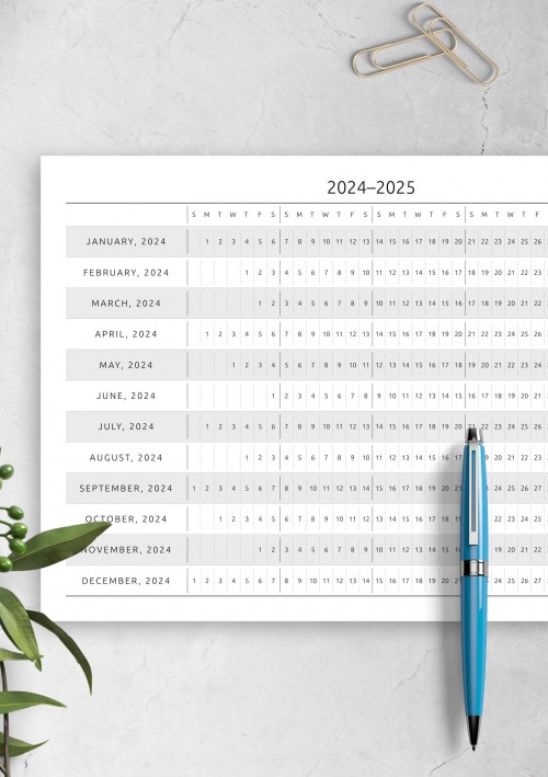 Horizontal 2024 Calendar Template