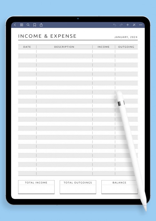 Income &amp; Expense Tracker - Original Style template for GoodNotes