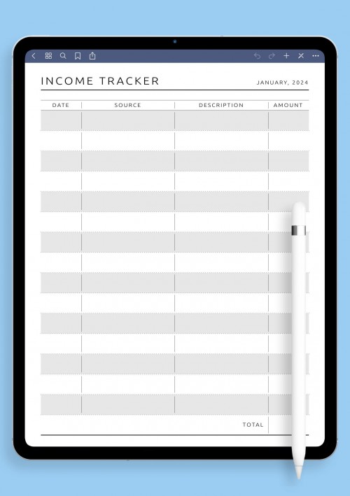 iPad & Android Income Tracker Template
