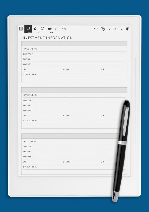 Investment Information Template for Supernote