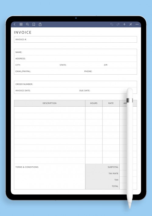 Invoice Template for iPad