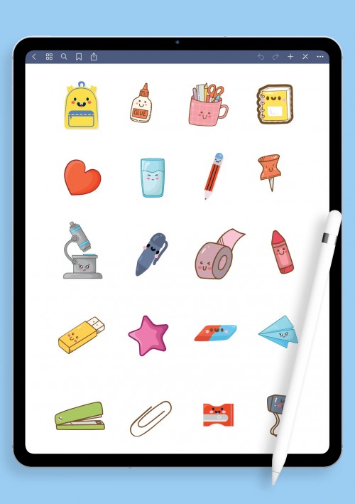Handdrawn School Sticker Pack for iPad: GoodNotes, Notability, Samsung Notes