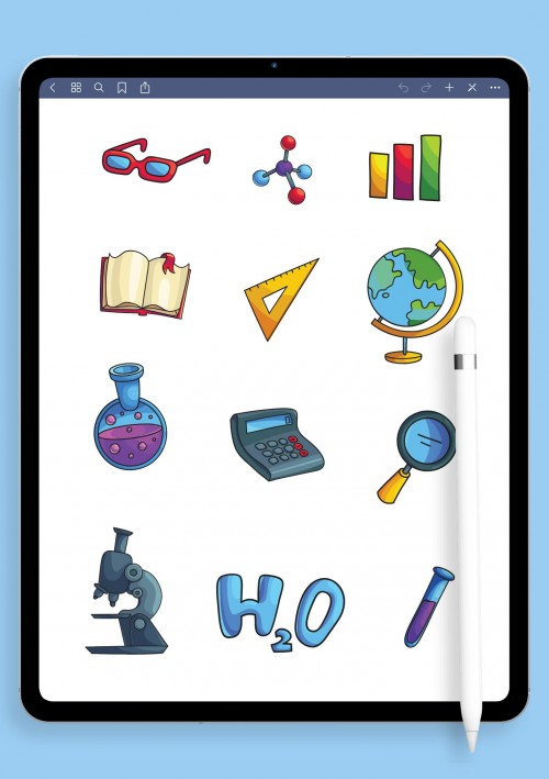 Stylish School Stickers for iPad / Android: GoodNotes, Notability, Samsung Notes
