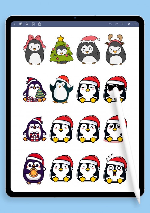 Christmas Penguin Stickers for iPad
