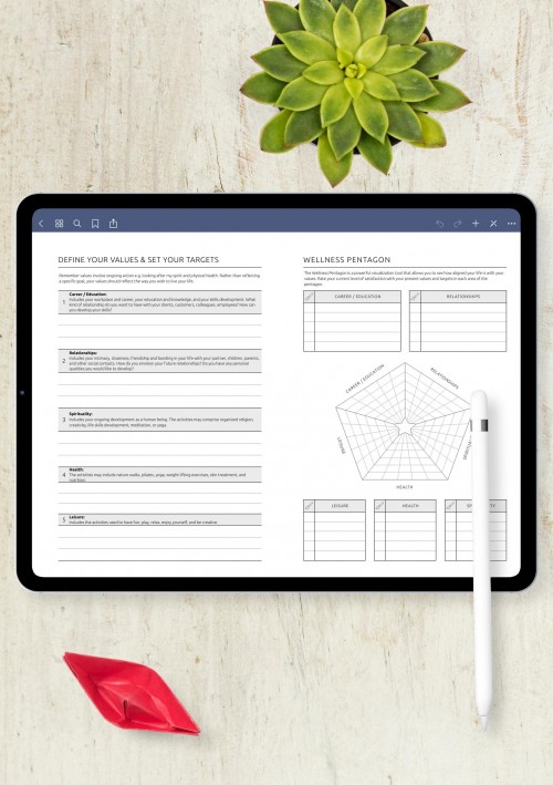 Life Values &amp; Targets template for iPad