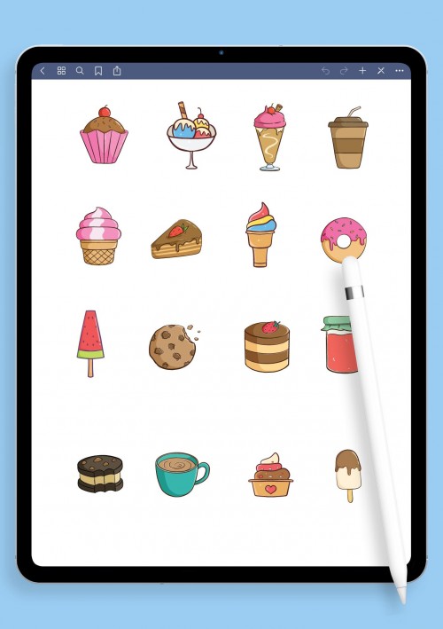 Lovely Food Sticker Pack for iPad: GoodNotes, Notability, Samsung Notes