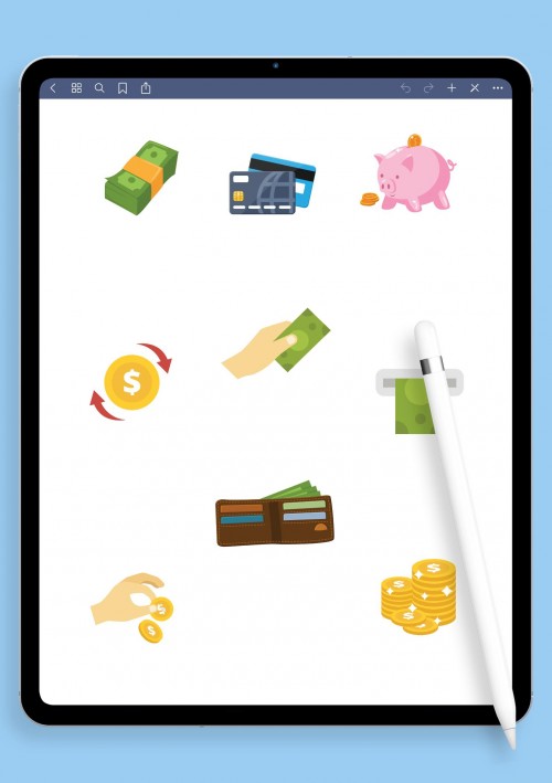 Lovely Money and Finance Sticker Pack for iPad