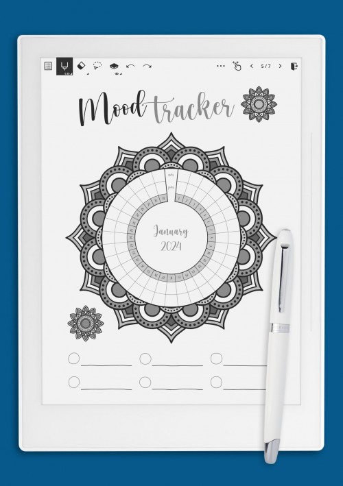 Mandala Mood Tracker Template for Supernote