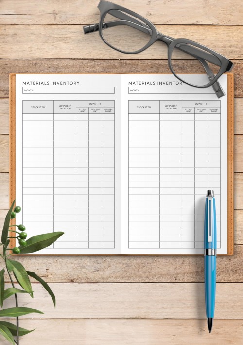 Materials Inventory Template for Travelers Notebook 