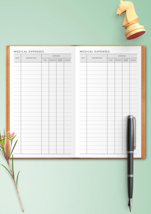 Travelers Notebook Medical Expenses Log Template