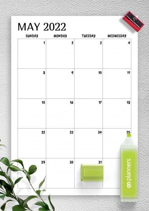 Minimal May 2022 Calendar