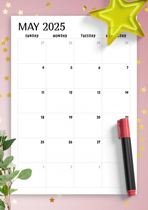 Minimal May 2025 Calendar