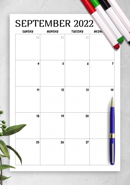 Minimal September 2022 Calendar