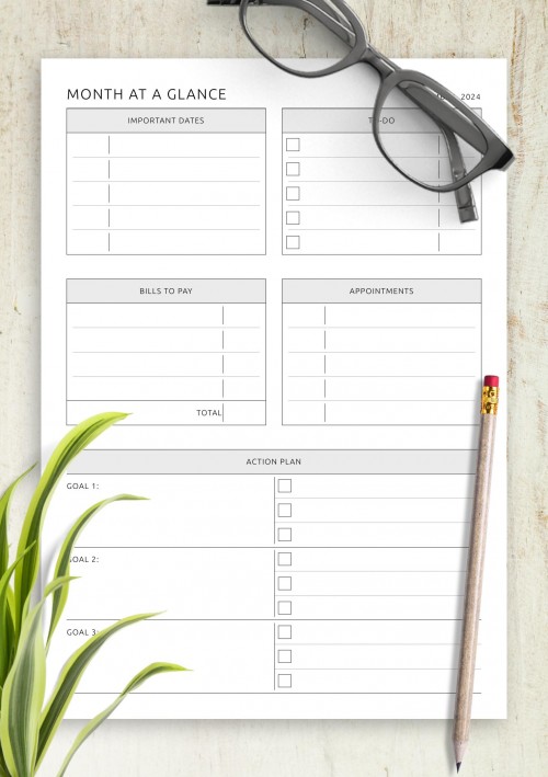 December 2024 at a Glance with Action Plans Template