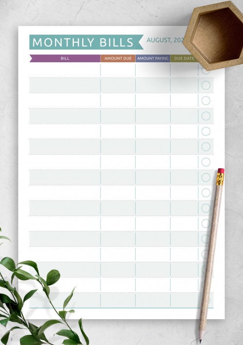 August 2023 Monthly Bills - Casual Style