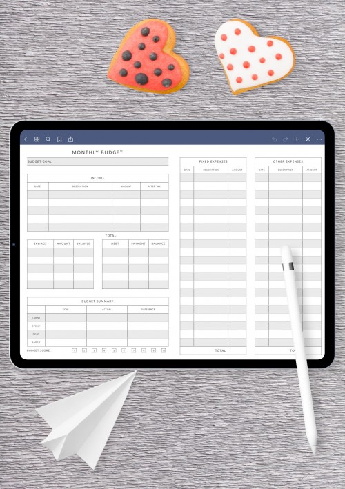 Notability Monthly Budget and Expense Tracker Template