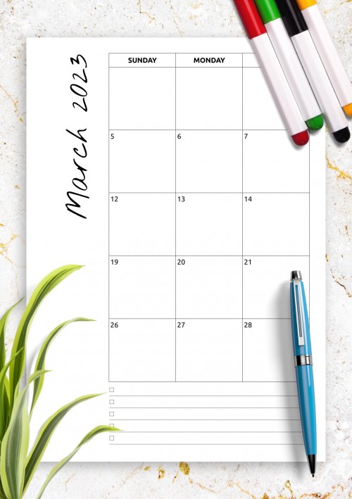 March 2023 Calendar with Notes