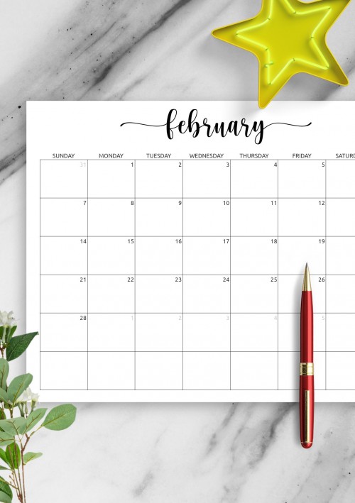 February  Calendar with Notes