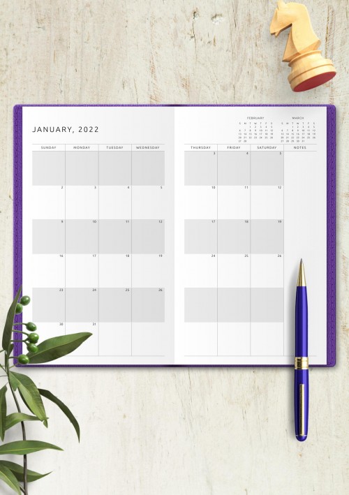 Monthly Calendar Insert for Traveler's Notebook