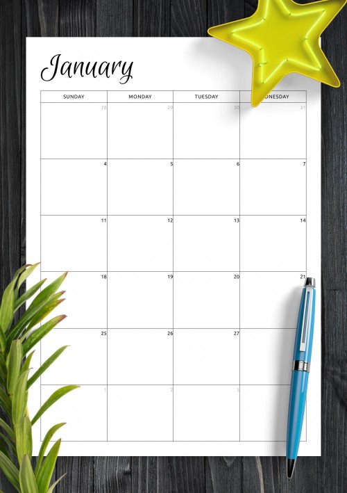 January 2026 Calendar Template