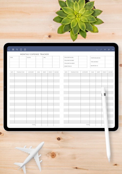 GoodNotes Monthly Expense Tracker Template