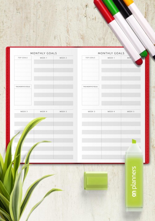 Travelers Notebook Monthly Goal Setting