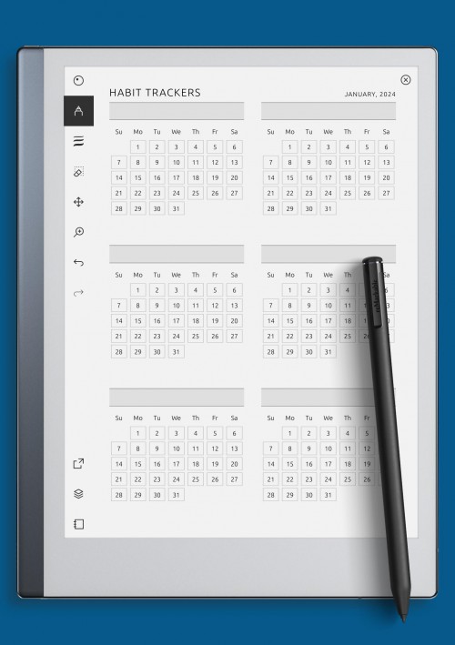 reMarkable Monthly Habit Tracker Template