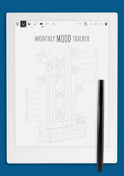Monthly Mood Tracker Template - Bamboo Tree for Supernote