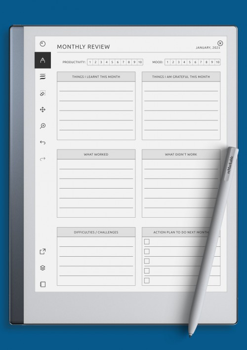reMarkable Monthly Review Template