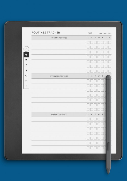 Morning, Afternoon and Evening Routine Template for Kindle Scribe
