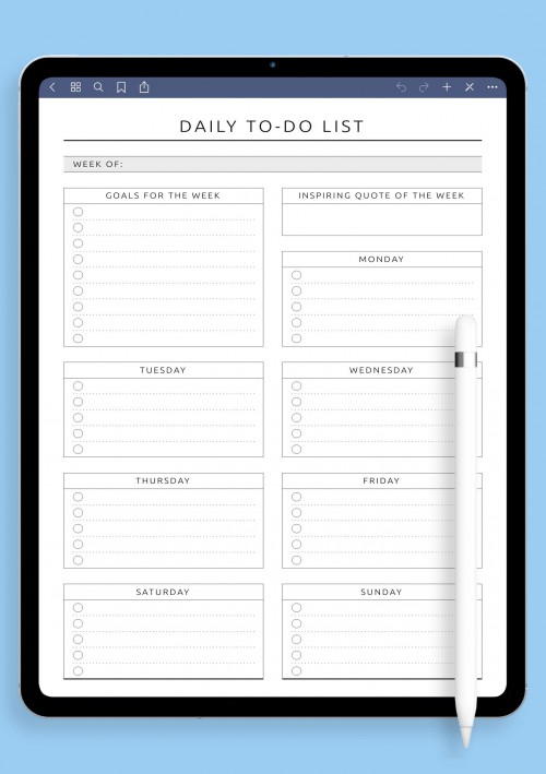 iPad My Goals This Week Template