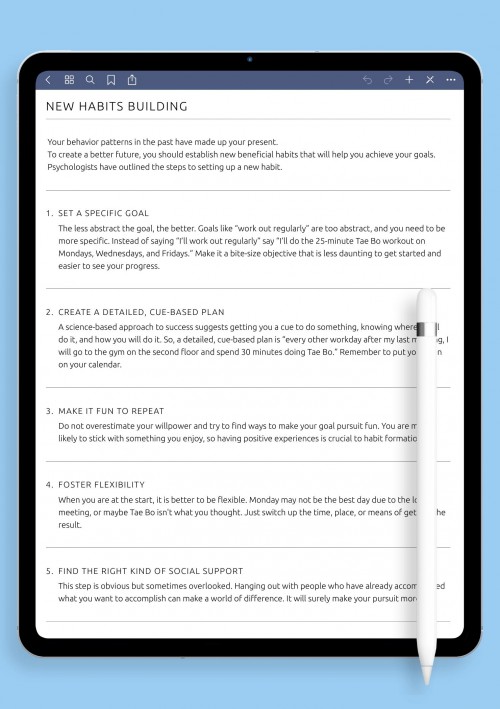 Notability Template New Habits Building
