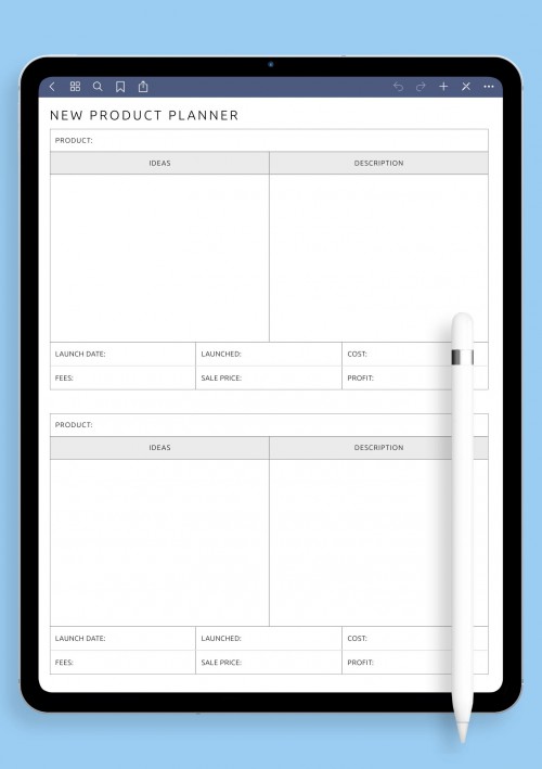 iPad Pro New Product Planner Template