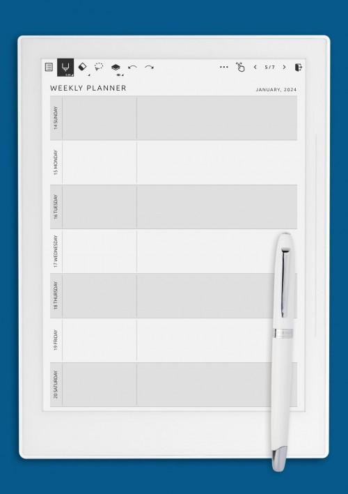 Supernote A6X One-page Weekly Planner Template