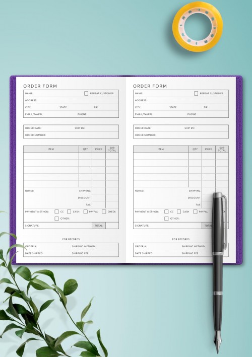 Travelers Notebook Order Form Template