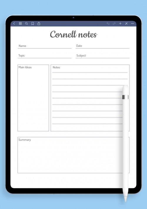 Original Cornell Notes Template for Notability