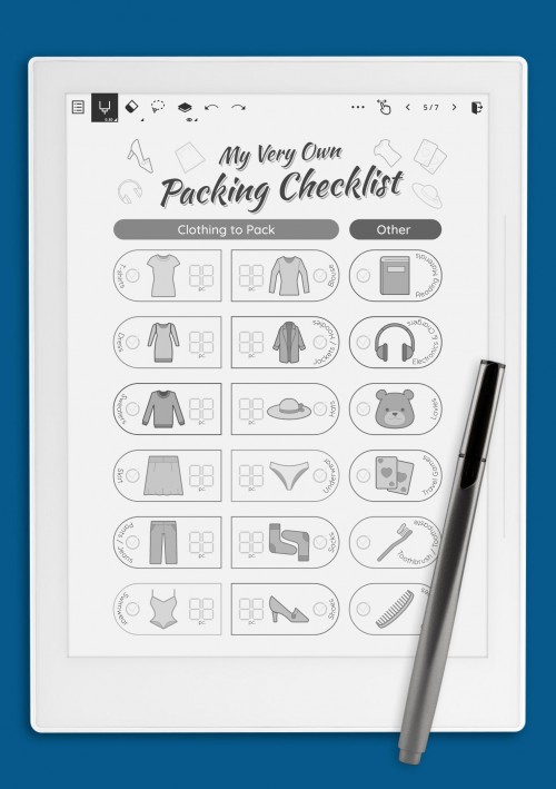 Supernote Packing Checklist for Girl Template