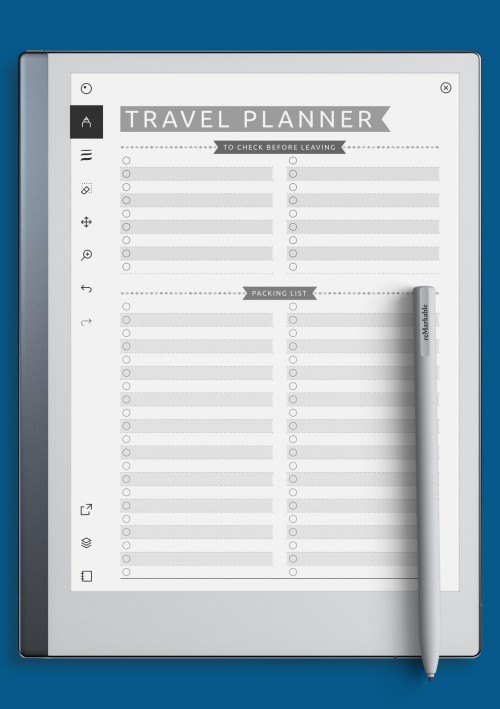 reMarkable Packing List Template - Casual Style 
