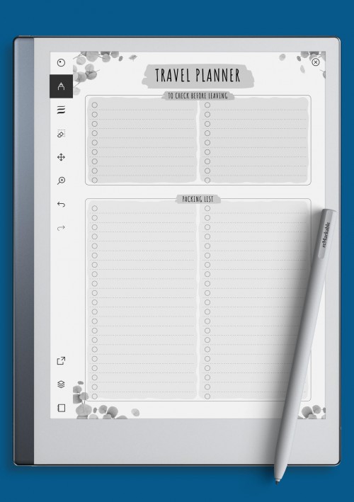 reMarkable Packing List - Floral Style Template